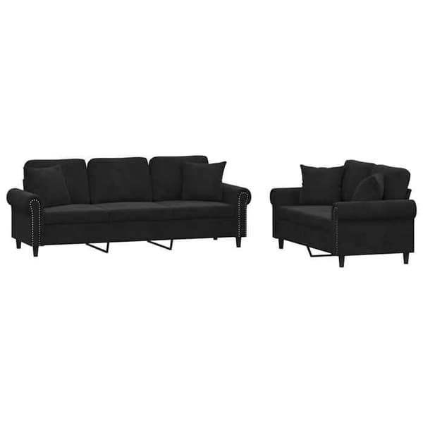 Maison Exclusive - 2 kpl sohvasetti mustilla samettityynyillä