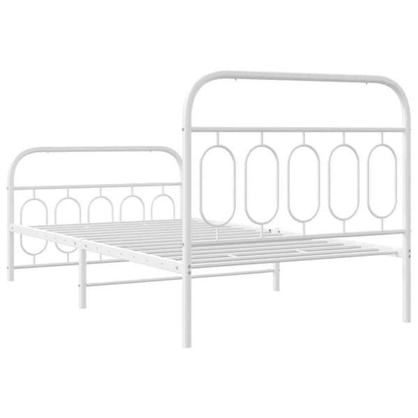Sengestel - EKSKLUSIV HUS - 100x200 cm - Hvid metal - Lamelseng - Opbevaring under sengen Vit