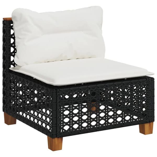 Maison Exclusive - Havegruppe 5 stk med sorte puder i flettet harv