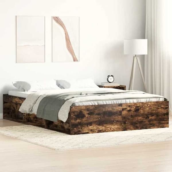 Sengestel - EKSKLUSIV HUS - 135x190 cm - Røget eg - 6 rum - Lamelseng Rökt ek