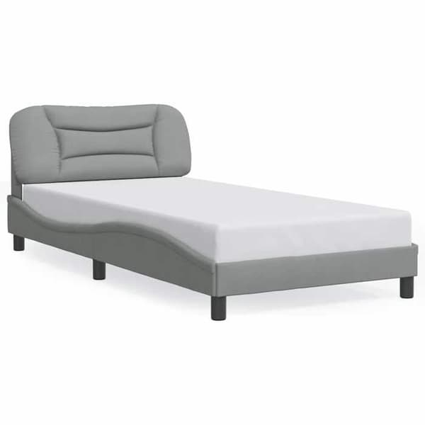 Sengestel - EKSKLUSIV HUS - Hvar - 100x200 cm - lys grå - holdbart stof, lamelbund ljusgrått