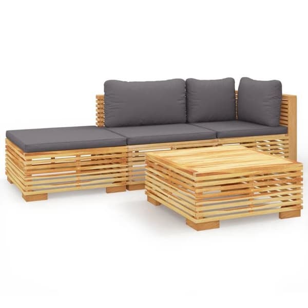 Maison Exclusive - Havegruppe 4 stk med puder i solid teaktræ