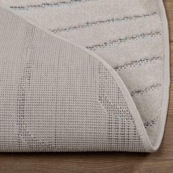 Rundt tæppe - MAISON EXCLUSIVE - PALMERAS - Ø 200 cm - Creme - Polyester, skridsikker bagside Grädde