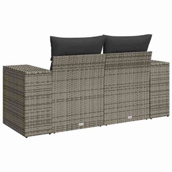 Maison Exclusive - Trädgårdssoffa 2 platser med grå kuddar i flätad resin