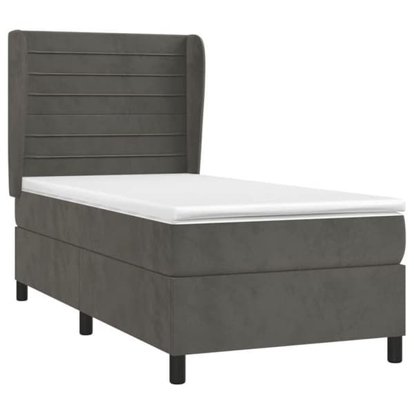 Maison Exclusive - Sängbotten med ribbor och mörkgrå madrass 90x190 cm Sammet