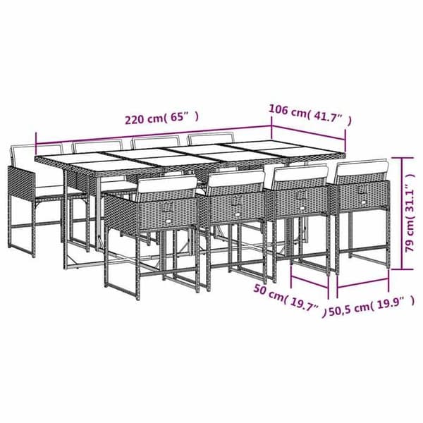 Maison Exclusive - Trädgårdsset med matbord och kuddar 9 delar brun polyrotting