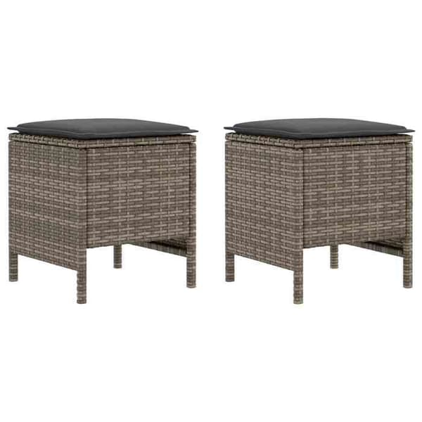 Maison Exclusive - 2 st Pouf för Trädgård i PE Rotsin Grå och Mörkgrå