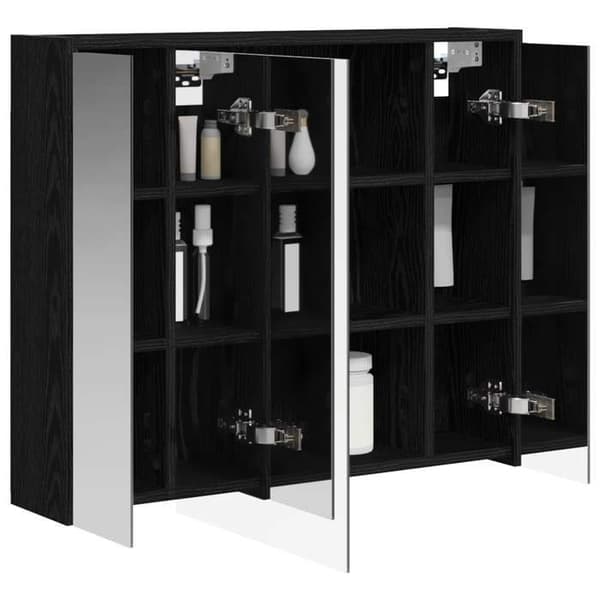 Maison Exclusive - Badeværelsesspejlskab i sort eg 73,5 x 16 x 62,5 cm