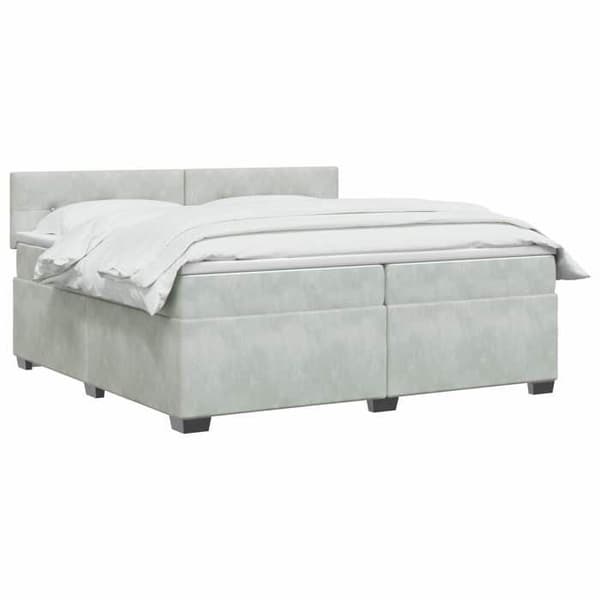 Maison Exclusive - Boxspring säng med madrass Ljusgrå 200 x 200 cm Sammet Ljusgrått