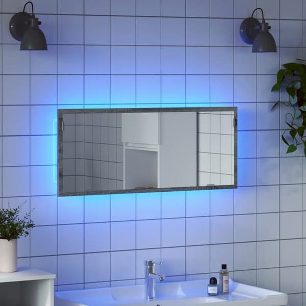 Maison Exclusive - LED-badrumsspegel sonoma grå ingenjörsträ