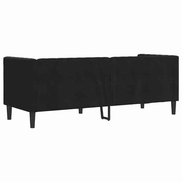 Maison Exclusive - Chesterfield-sohva, jossa on tyynyt, 3 paikkaa, musta sametti