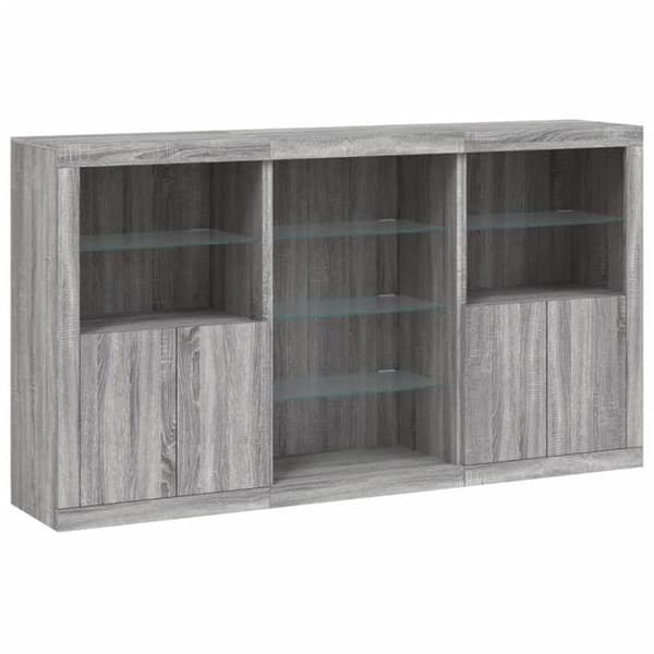 Maison Exclusive - Buffet LED-valoilla sonoma harmaa 181,5x37x100 cm