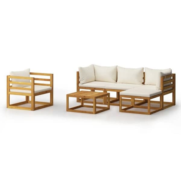Maison Exclusive - Trädgårdsmöbler 6 delar med kuddar Creme Solid akaciaträ