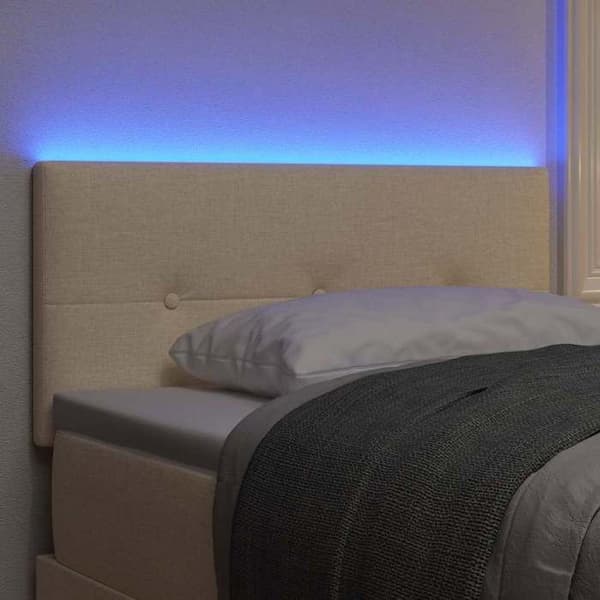 Sänggavel - EXKLUSIV HEM - 100 cm - Inbyggd LED USB - Justerbar höjd - Cremefärgad polyester Grädde