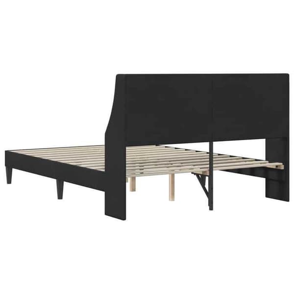 Sengestel - EKSKLUSIV HUS - 140 x 200 cm - Sort - Velour - Lamelseng Svart