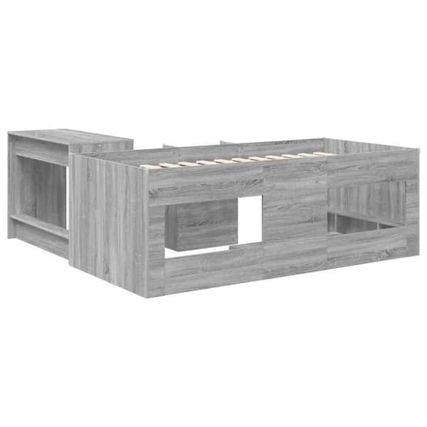 Maison Exclusive - Høj seng til børn med skrivebord 2 pc Sonoma grå Sonoma grå