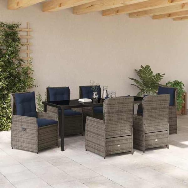 Maison Exclusive - 7 pc have spisebordssæt i grå poly rattan Grå