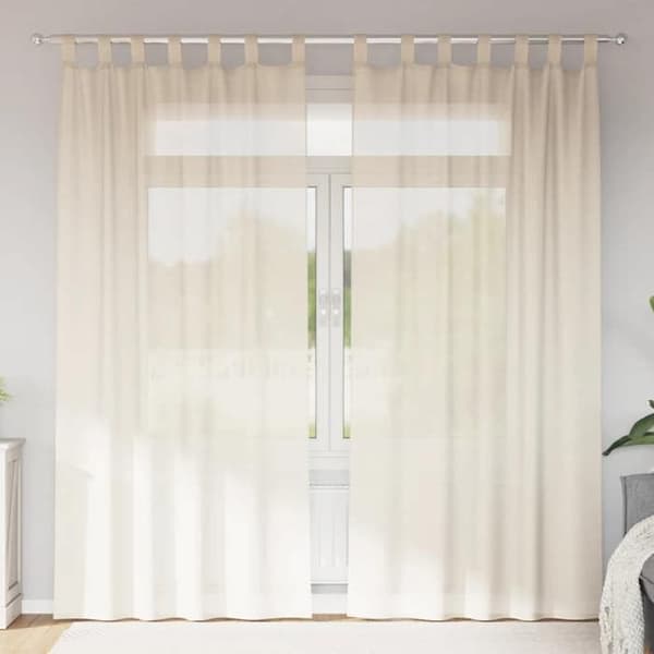 Verho - MAISON EXCLUSIVE - 2 kpl verhoja - Kermansävy - 100% polyesteri - Kiinnitys Grädde