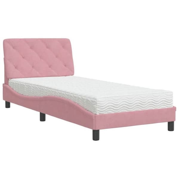 Maison Exclusive - Säng med rosa madrass 90x190 cm sammet