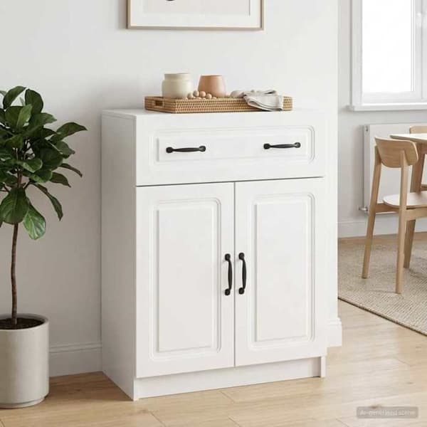 Maison Exclusive - Buffé Vit glänsande 66 x 34,5 x 87 cm Ingenjörsträ
