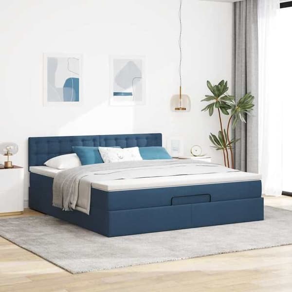 Maison Exclusive - Ottoman-patja sinisessä kankaassa 180x200 cm blå vit