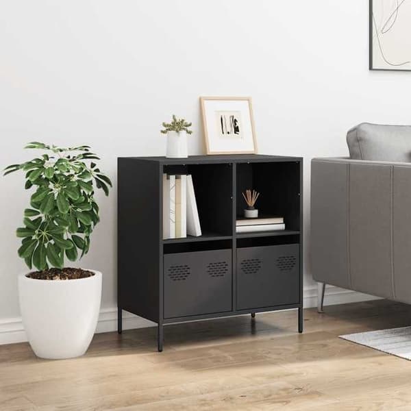 Maison Exclusive - Buffet sort 68x39x73,5 cm koldvalset stål