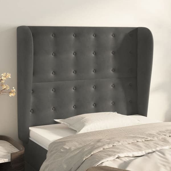 Maison Exclusive - Päätylevy korvilla Tummanharmaa 83x23x118/128 cm Sametti mörkgrå