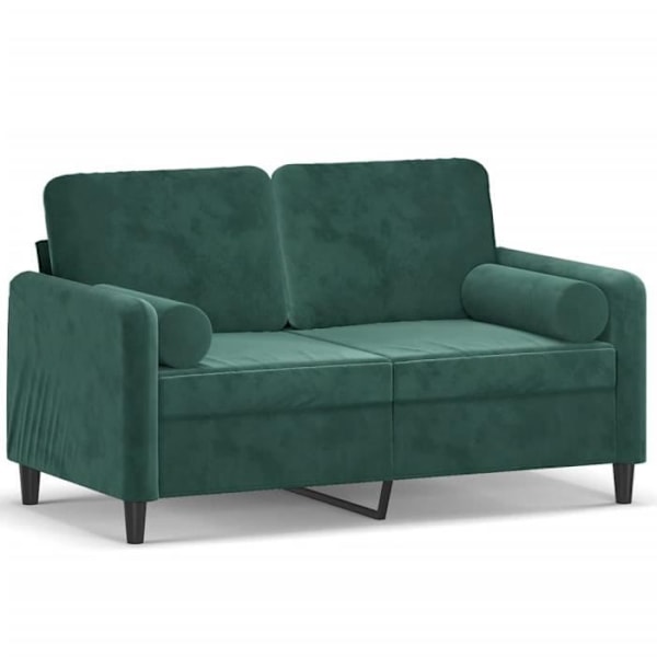 2-personers sofa med mørkegrønne puder 120 cm fløjl80 [cm] Grön