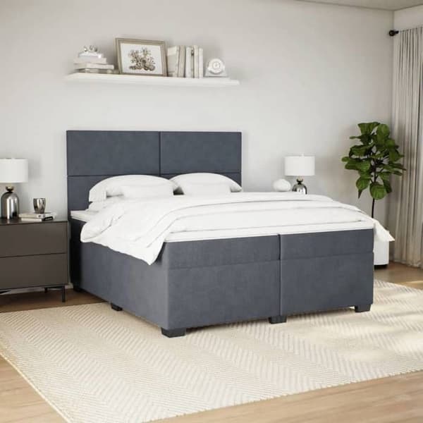 Maison Exclusive - Sänkylaatikko ja harmaa samettimatrassi 200x200cm