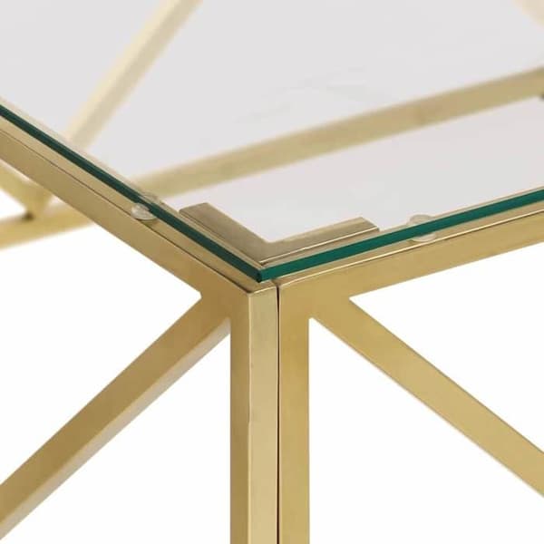 Bord - EKSKLUSIV HUS - Hærdet glas - Rustfrit stål - Guld - Nem vedligeholdelse gyllene
