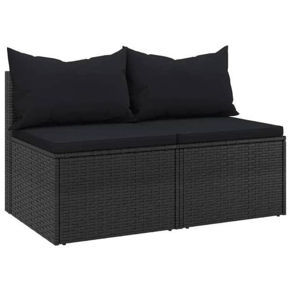 Maison Exclusive - Centrala trädgårdssoffor och kuddar 2 st Svart flätad resin