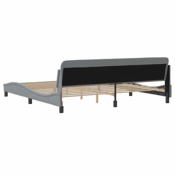 Sengestel - EKSKLUSIV HUS - Dover - 200x200 cm - lys grå stof - krydsfiner lameller ljusgrått