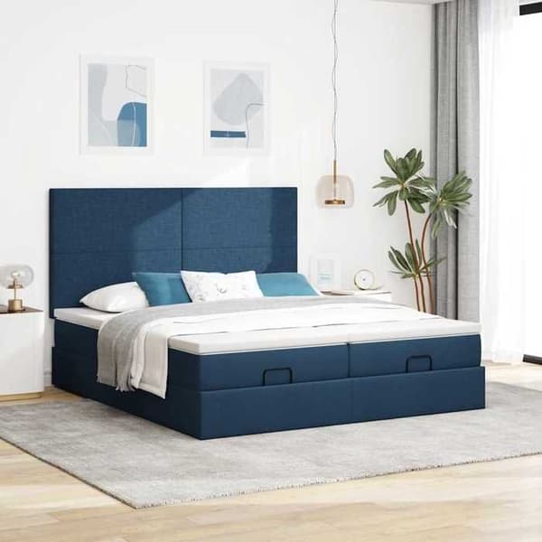 Maison Exclusive - Ottoman-patjasänky sinisellä 200x200cm kankaalla Blå