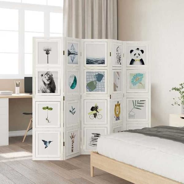 Maison Exclusive - Avskiljande vägg 5 paneler vit massiv paulowniaträ Vit