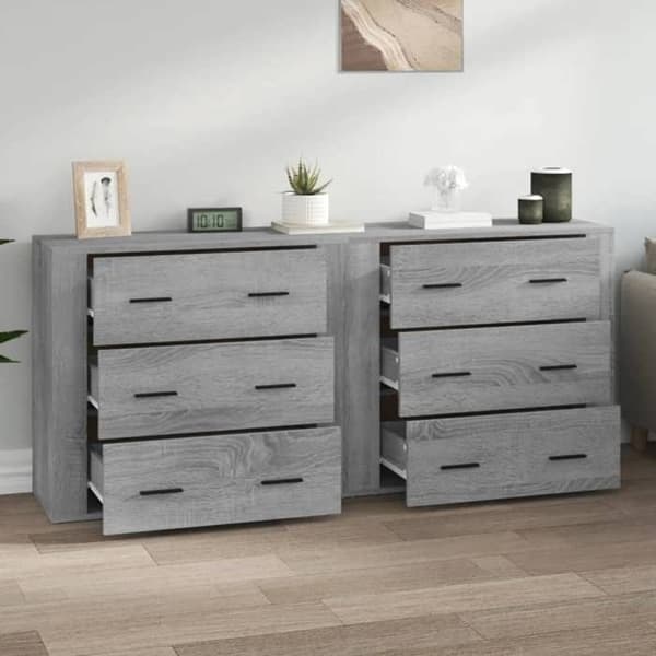 Maison Exclusive - Buffets 2 kpl sonoma harmaa insinööripuuta