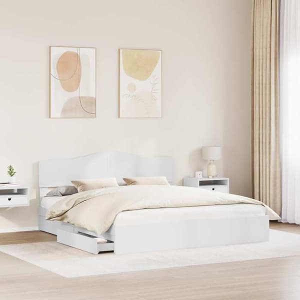 Lys - EKSKLUSIVT HUS - Justerbar - 180 x 200 cm - Hvid - Skuffeopbevaring Vit