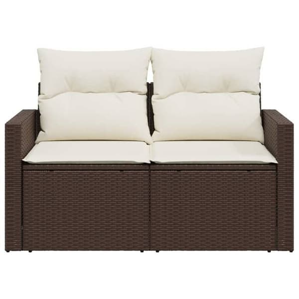 Maison Exclusive - Trädgårdssoffa med kuddar 2 platser brun flätad resin