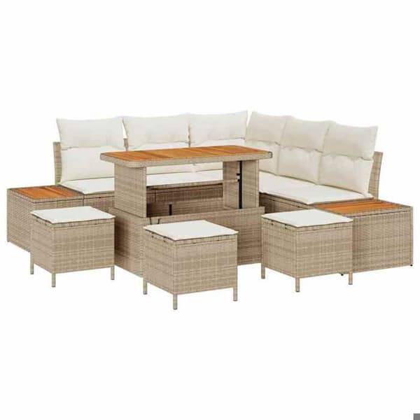 Maison Exclusive - 9-osainen puutarhakalustesarja 8-hengen Beige