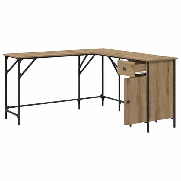 Maison Exclusive - Kontor i håndlavet egetræ, ingeniørtræ 141 x 141 x 75 cm