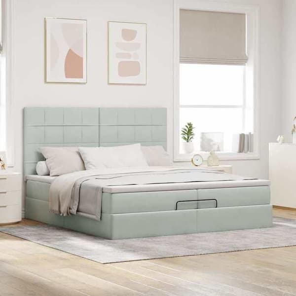 Maison Exclusive - Ottoman-seng med lys grå madras 200x200 cm velour
