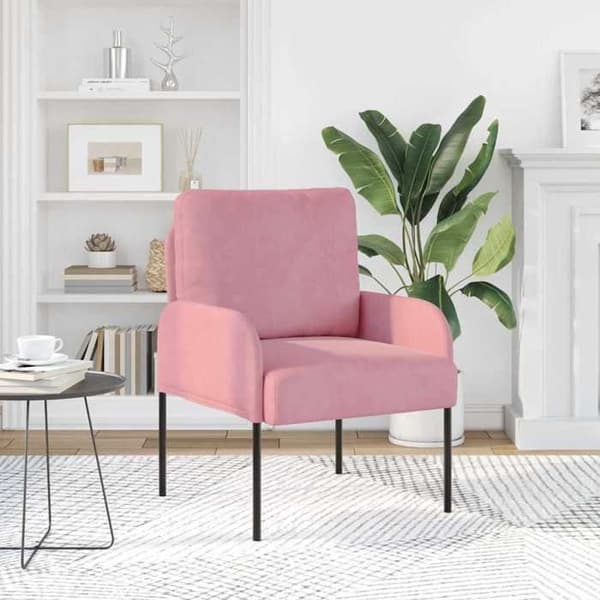 Soffa - EXKLUSIVT HEM - Med kudde 55cm - Rosa - Polyesteröverdrag - Metallben Ros