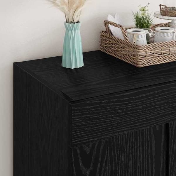 Maison Exclusive - Buffet Sort egetræ 69,5 x 34 x 90 cm Ingeniørtræ