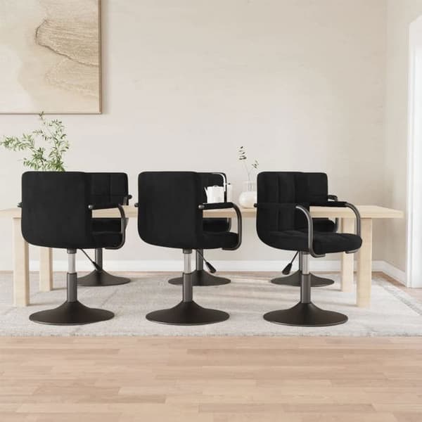 Maison Exclusive - Spisebordsstole med drejefunktion sæt af 6 sort velour