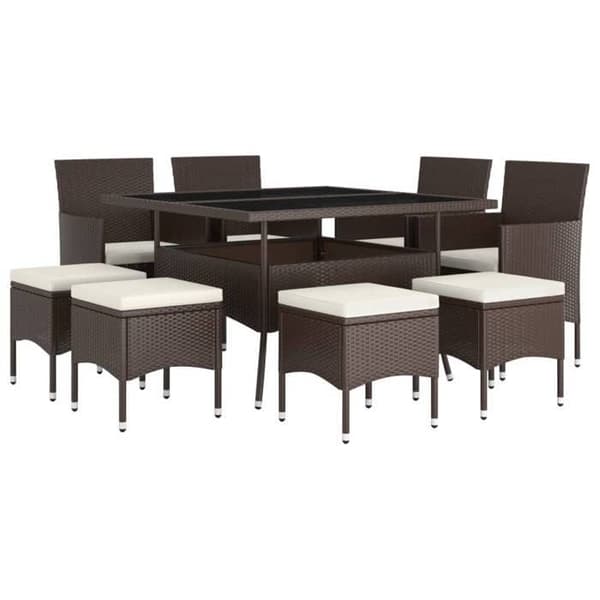 Maison Exclusive - Trädgårdsset 9 delar Flätad resin Brun