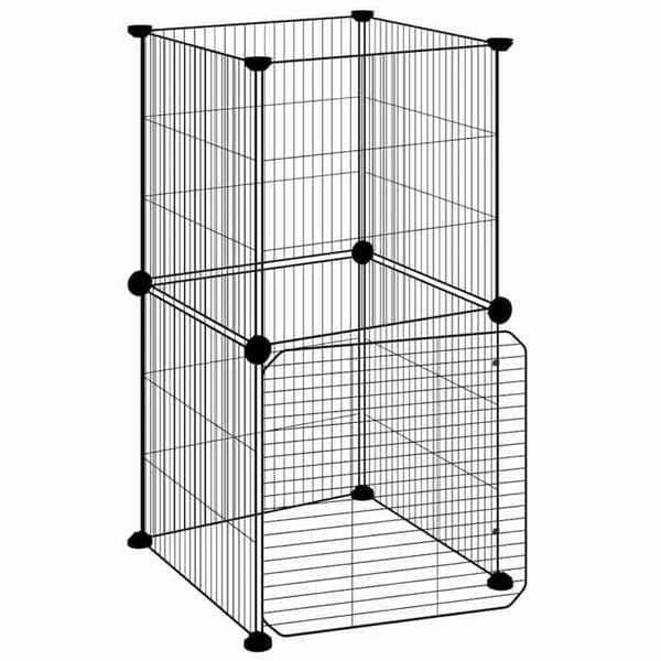 Maison Exclusive - Husdjur bur med 8 paneler och dörr Svart 35x35x70 cm