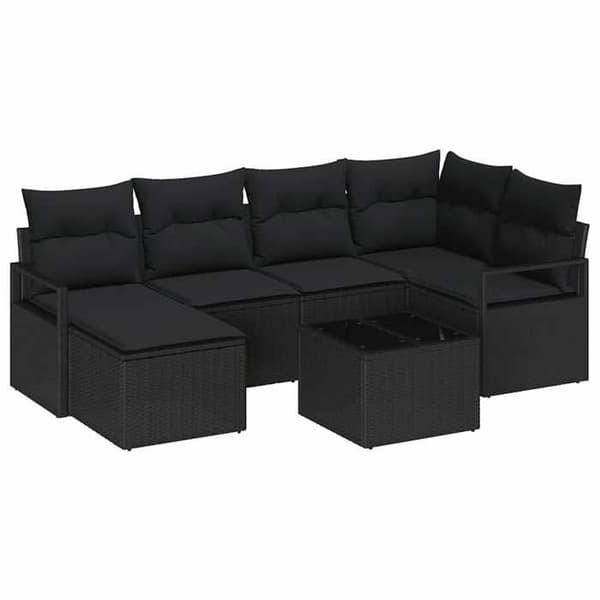 Maison Exclusive - 7-delars soffgrupp i svart polyrotting