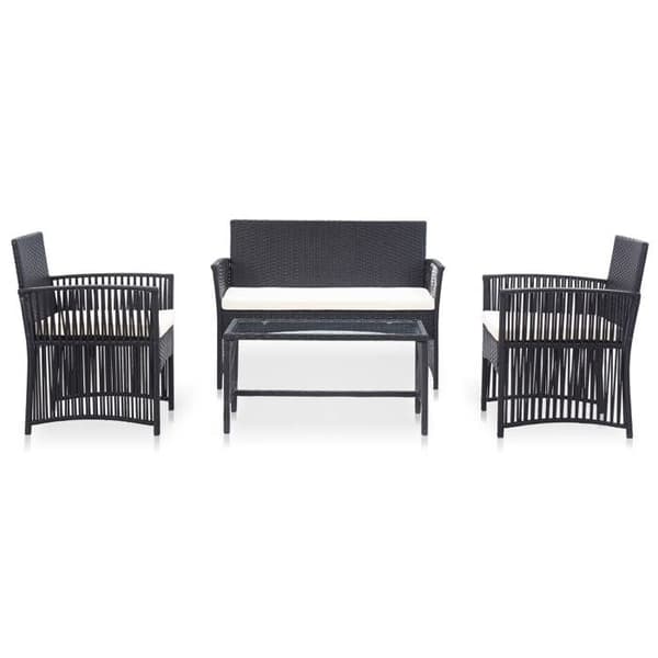 Maison Exclusive - Trädgårdsmöbler 4 delar med kuddar, flätad resin, svart