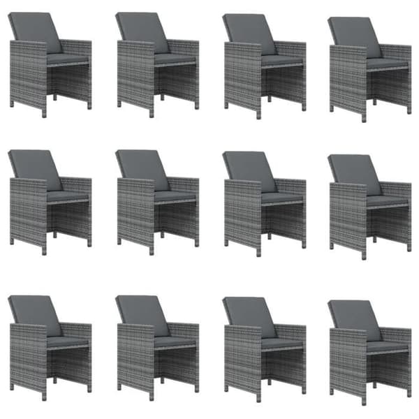 Maison Exclusive - Trädgårds matsalsset med kuddar 13 delar Flätad resin Grå