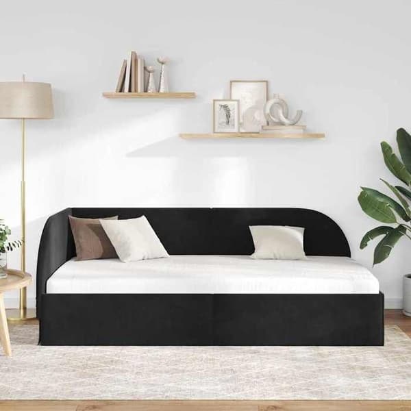 Maison Exclusive - Svart hörnsängram 90 x 190 cm Sammet Svart