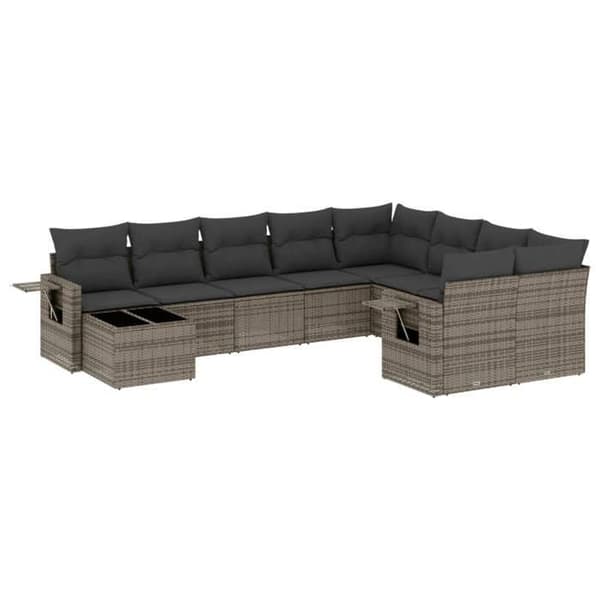 Maison Exclusive - Trädgårdsmöbler med kuddar 10 delar grå flätad resin